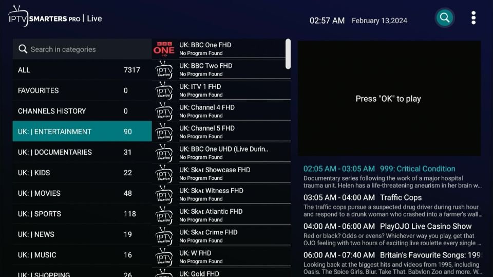 IPTV Smarters Pro Firestick channels loaded with VieworaTV login