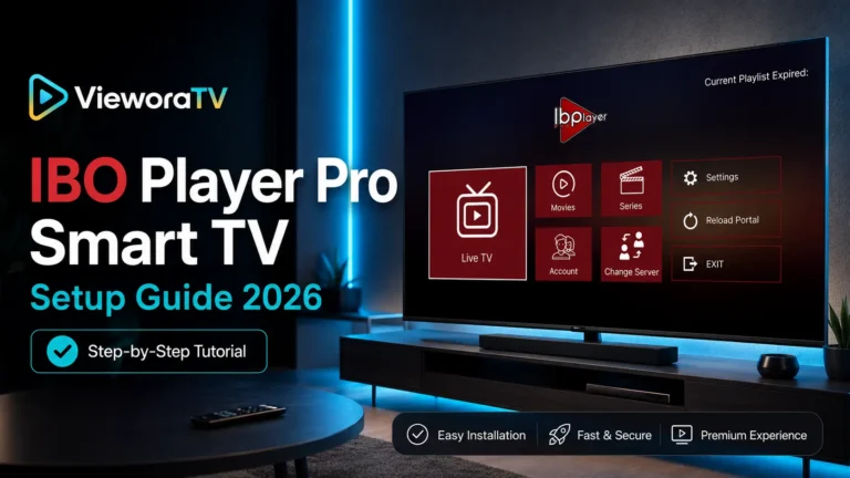 IBO Player Pro Smart TV setup guide for VieworaTV IPTV users in 2026